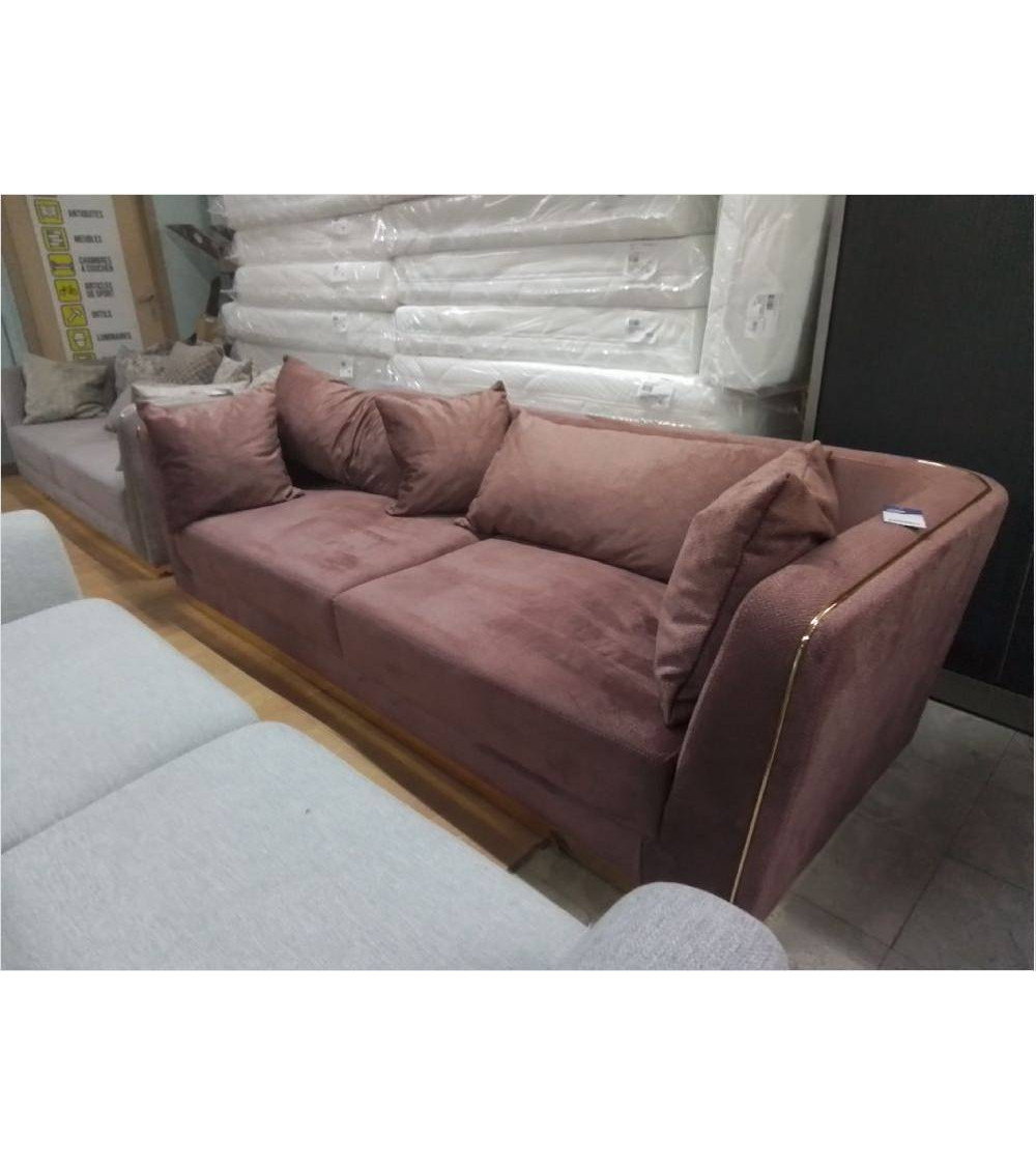 CANAPE 3 PLACES TISSU BRUN