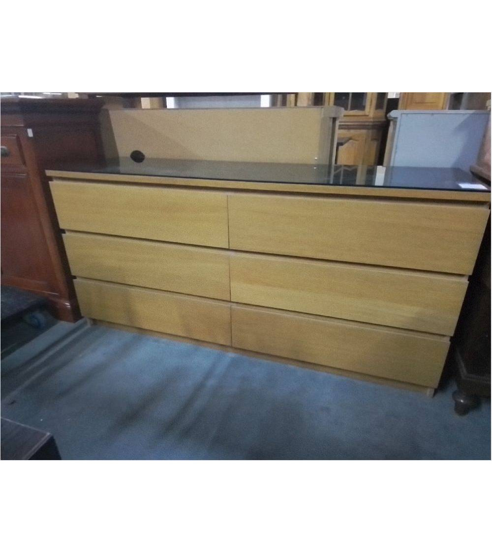 COMMODE 6 TIROIRS MALM COLORIS BOIS CLAIR
