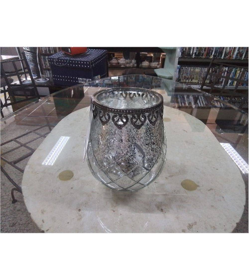 VASE VERRE CERCLAGE METAL