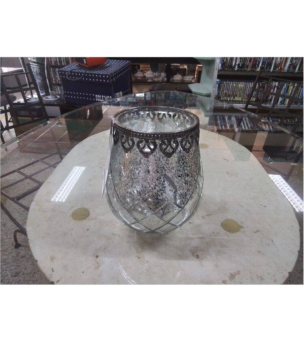 VASE VERRE CERCLAGE METAL