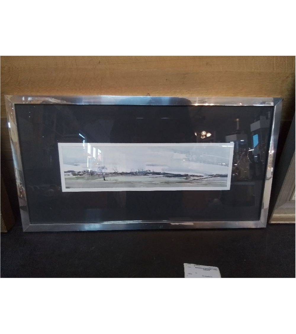 AQUARELLE PAYSAGE CADRE CHROME