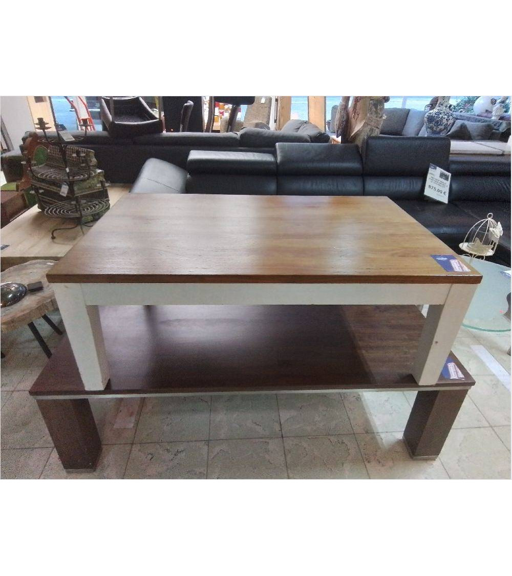 TABLE BASSE RECTANGULAIRE DESSUS TECK 110X70X41