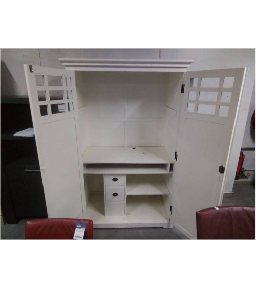 ARMOIRE MULTIMÉDIA BLANCHE 2 PORTES 120X63X189