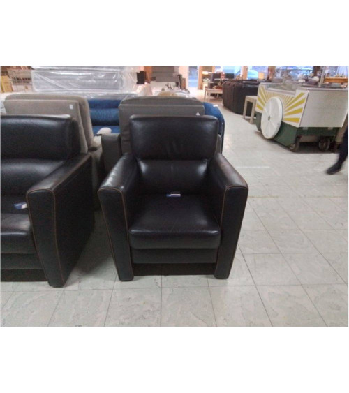 FAUTEUIL CLUB CUIR BRUN FONCE 