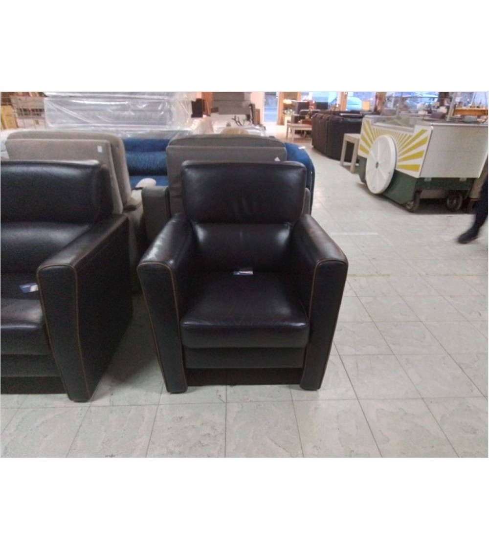 FAUTEUIL CLUB CUIR BRUN FONCE 