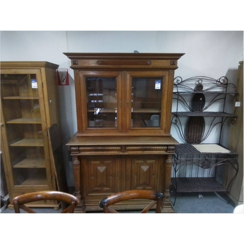 BUFFET 2 CORPS CHÊNE DESSUS VITRÉ 4P 2T