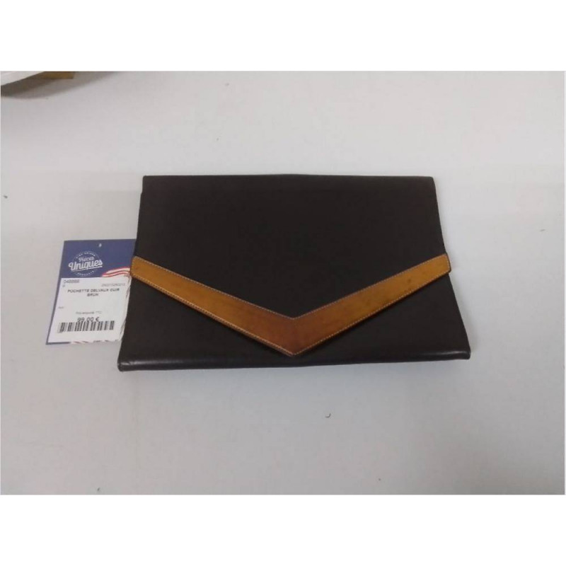 POCHETTE DELVAUX CUIR BRUN