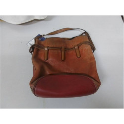 SAC A MAIN DELVAUX CUIR ROUGE ET BRUN