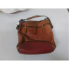 SAC A MAIN DELVAUX CUIR ROUGE ET BRUN