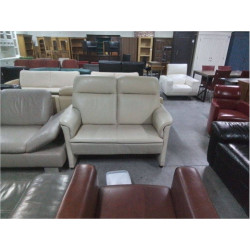 CANAPE 2 PLACES CUIR CREME...