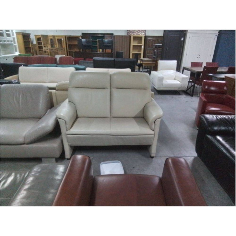 CANAPE 2 PLACES CUIR CREME NOLTE 901