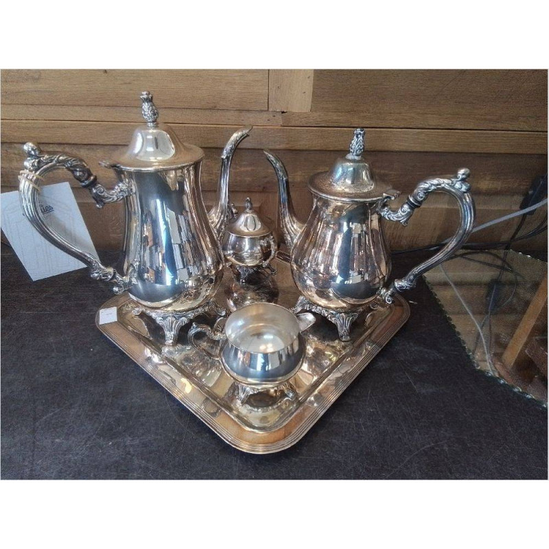 SERVICE À THÉ MÉTAL ARGENTÉ SUR PLATEAU