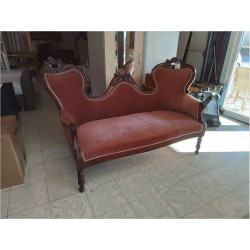 CANAPE STYLE LOUIS PHILIPPE VELOURS ROUGE