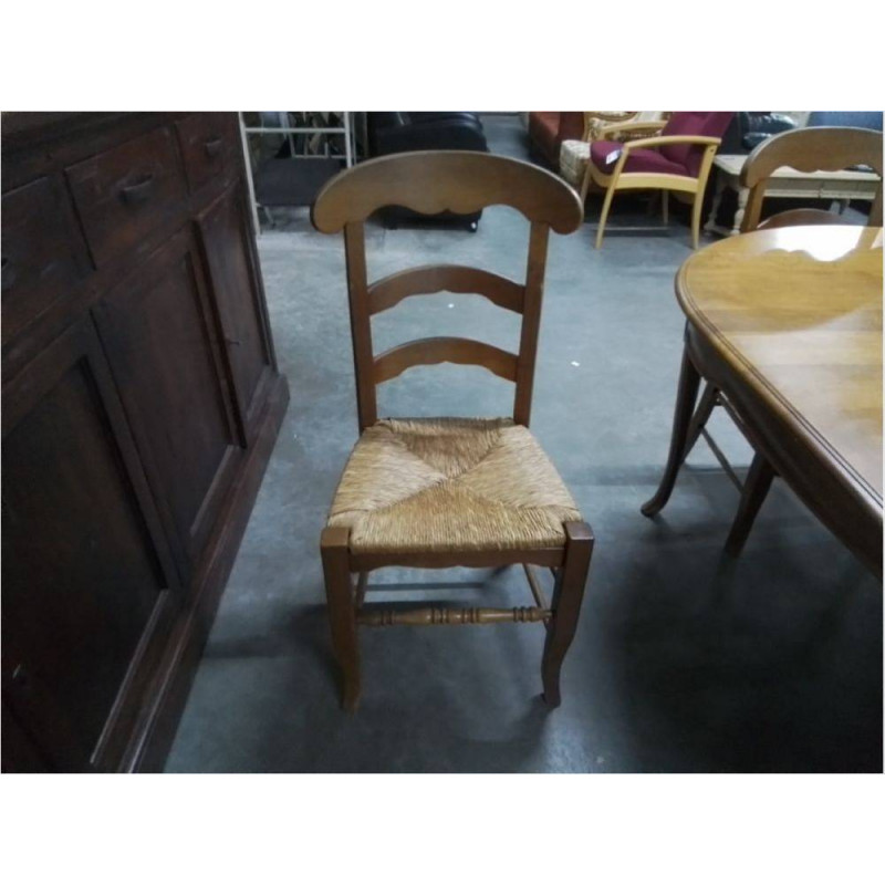 CHAISES CHÊNE ASSISES PAILLÉES LOT DE 4
