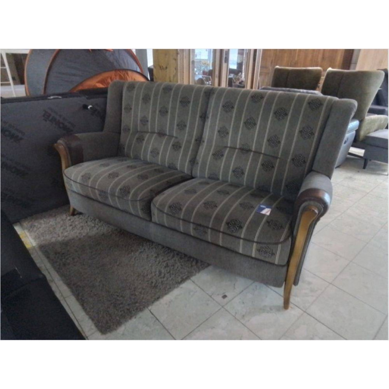 CANAPE 2 PLACES TISSU LIGNE GRIS 