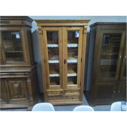 VITRINE EN PIN 2 PORTES 3...