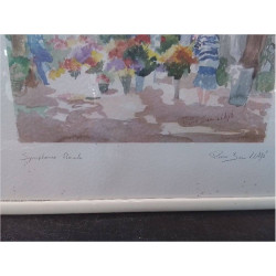 AQUARELLE PIERRE JEAN LLADO SYMPHONIE FLORALE