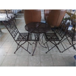 SET DE JARDIN TABLE & 2 CHAISES EN METAL