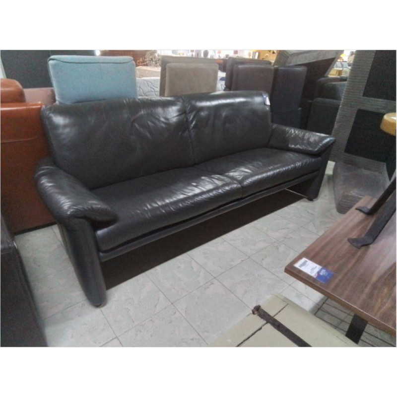 CANAPE 2 PLACES CUIR GRIS FONCE 