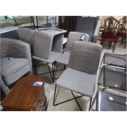 SERIE DE 6 CHAISES TISSU GRIS