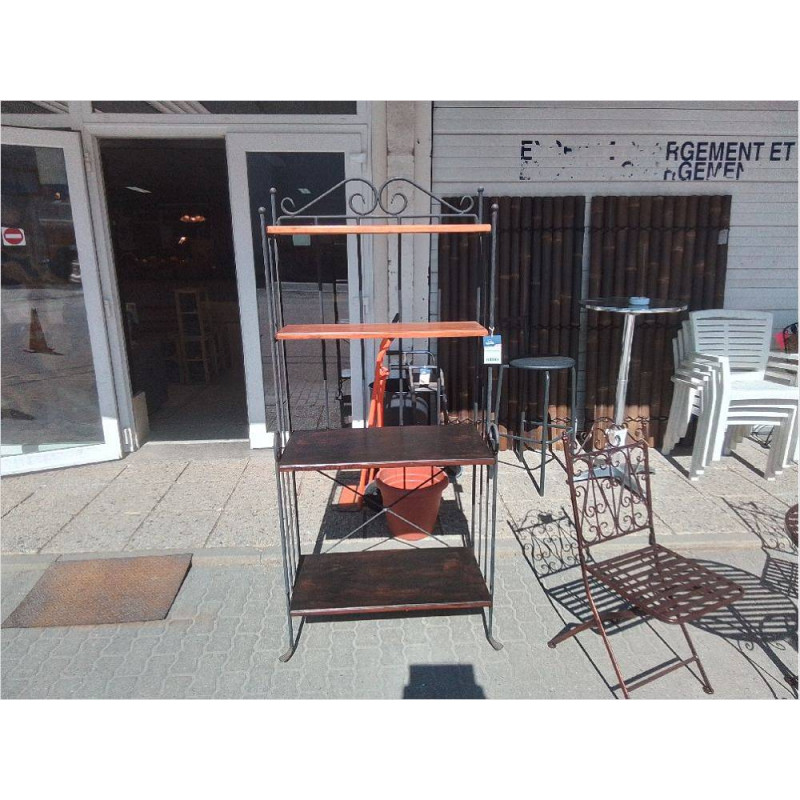 ETAGERE FER FORGÉ & BOIS