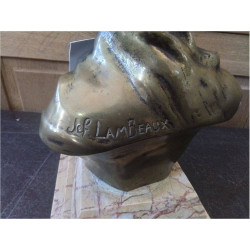 BUSTE EN BRONZE FEMME SIGNE JEF LAMBEAUX H:27CM