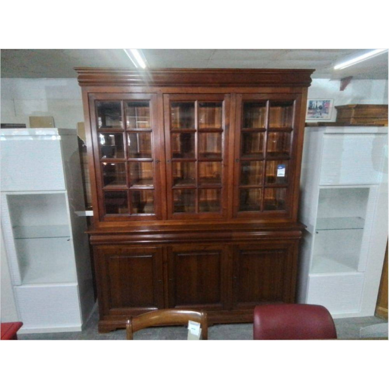 BUFFET 2 CORPS VITRE STYLE LOUIS PHILIPPE MERISIER