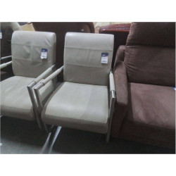 FAUTEUIL H&H SIMILI CUIR BEIGE