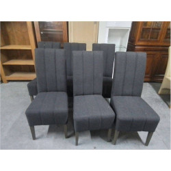 SERIE DE 6 CHAISES TISSU GRIS