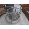 TABLE BASSE RONDE OSIER DESSUS VERRE