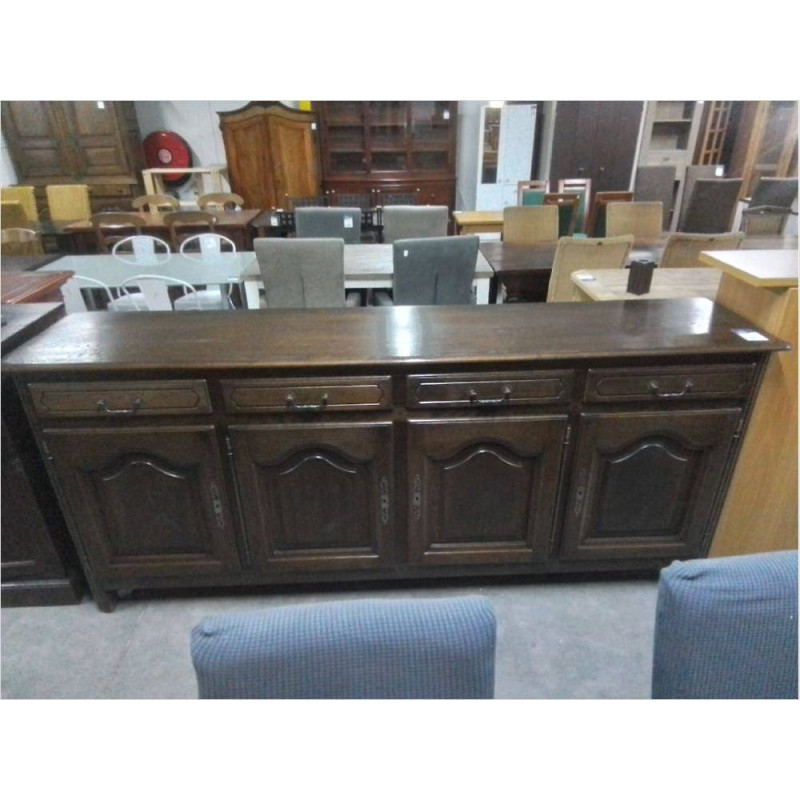 DRESSOIR CHENE FONCE 4 PORTES 4 TIROIRS 