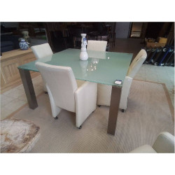 TABLE CARRÉE ALU BROSSÉ &...