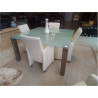 TABLE CARRÉE ALU BROSSÉ & VERRE TREMPÉ 160 CM