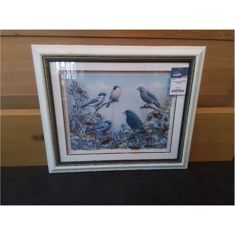 TABLEAU OISEAUX EN RELIEF ENCADRE