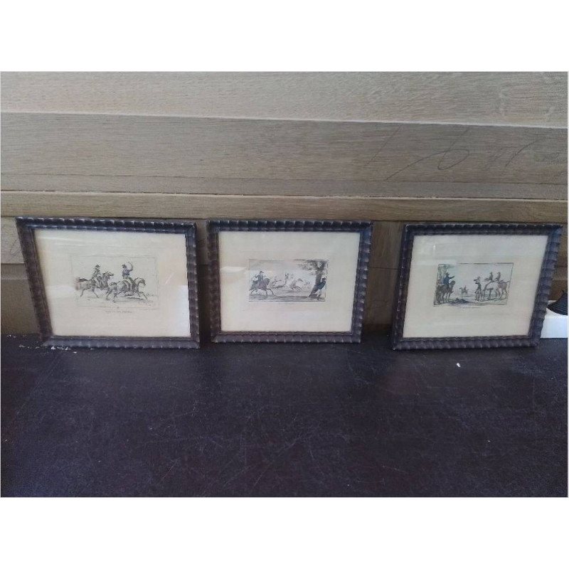LITHO COULEUR SCENE EQUESTRE ENCADREE
