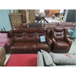 SALON CUIR BRUN 3+1RE