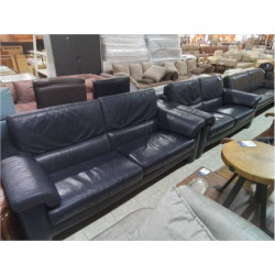 SALON 3+2 CUIR BLEU 