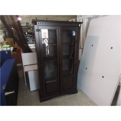 VITRINE 2 PORTES BOIS TEINTE 
