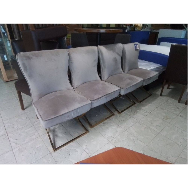 SERIE DE 4 CHAISES TISSU PIEDS DORES