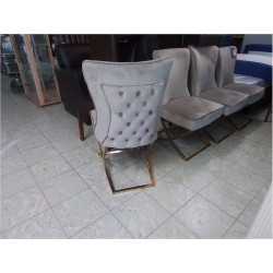 SERIE DE 4 CHAISES TISSU PIEDS DORES