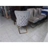 SERIE DE 4 CHAISES TISSU PIEDS DORES