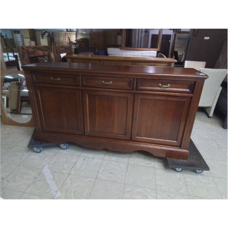 BUFFET 3 PORTES 3 TIROIRS COULEUR MERISIER 