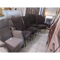 SERIE DE 4 CHAISES TISSU BRUN