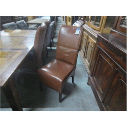 SERIE DE 6 CHAISES CUIR BRUN