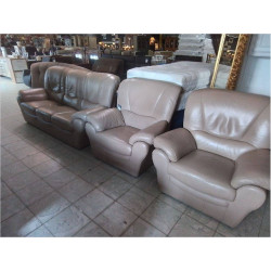 SALON 3+1+1 CUIR BEIGE