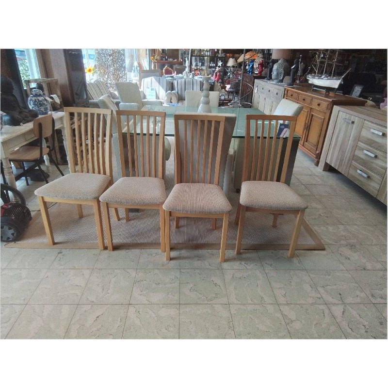 SERIE DE 4 CHAISES MODERNES HETRE TISSU 
