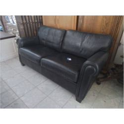 CANAPE 2 PLACES CUIR NOIR 