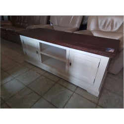 MEUBLE TELE BAS 2 PORTES BLANC
