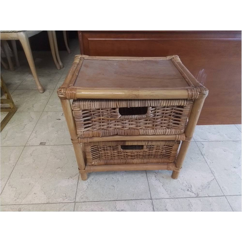 MEUBLE BAS 2 TIROIRS ROTIN 