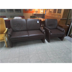 SALON 2+1 CUIR TAUPE